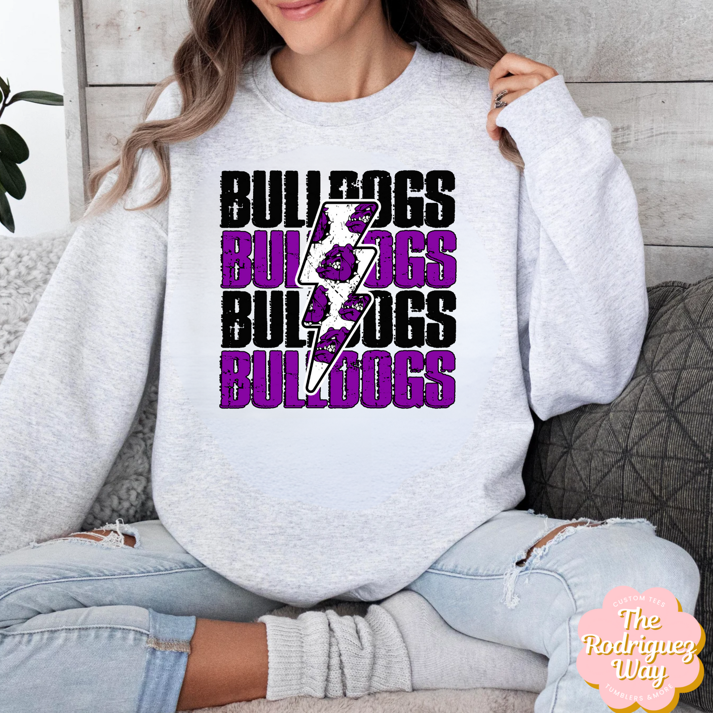 Bulldog Lightning Bolt Crewneck