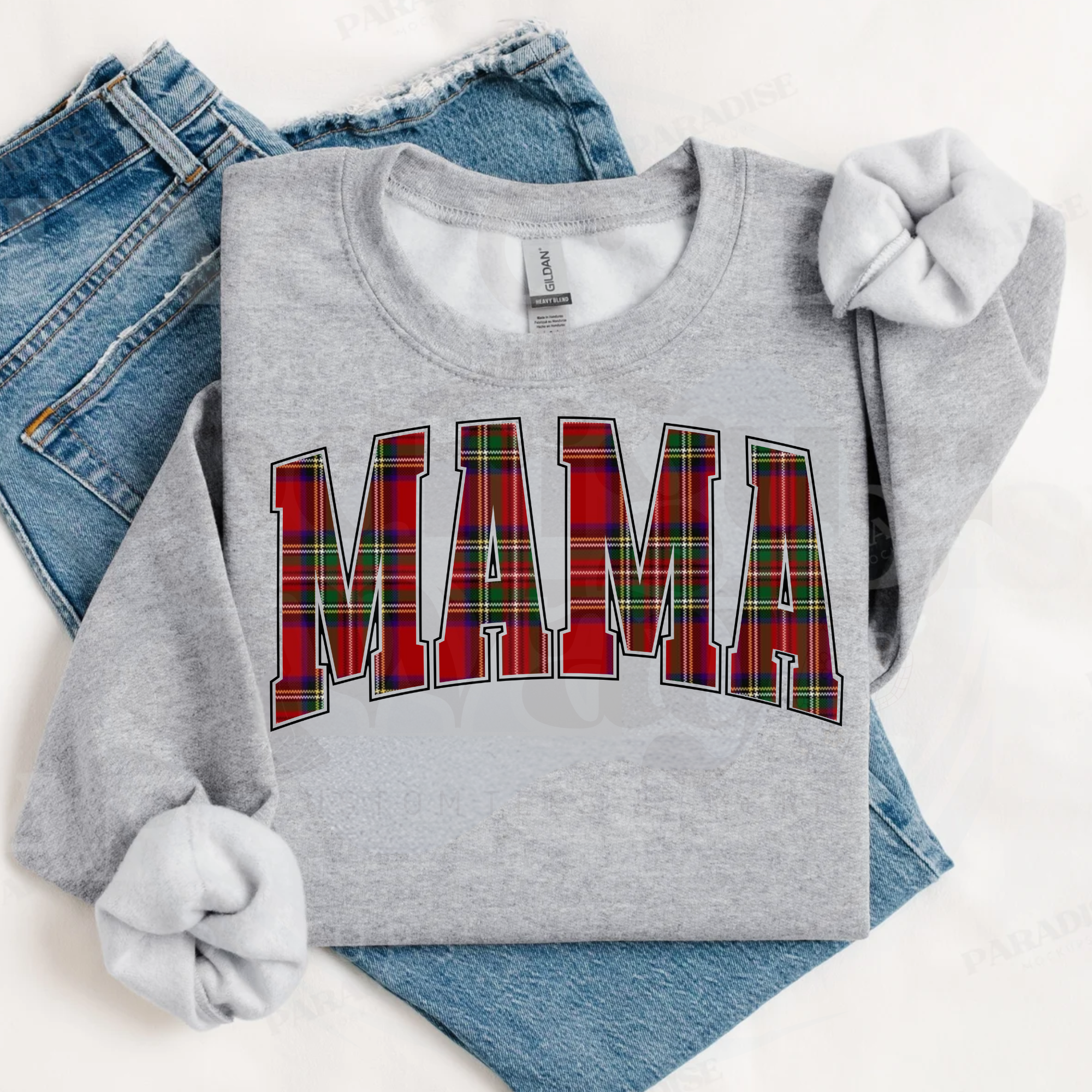 Mama Plaid Crewneck