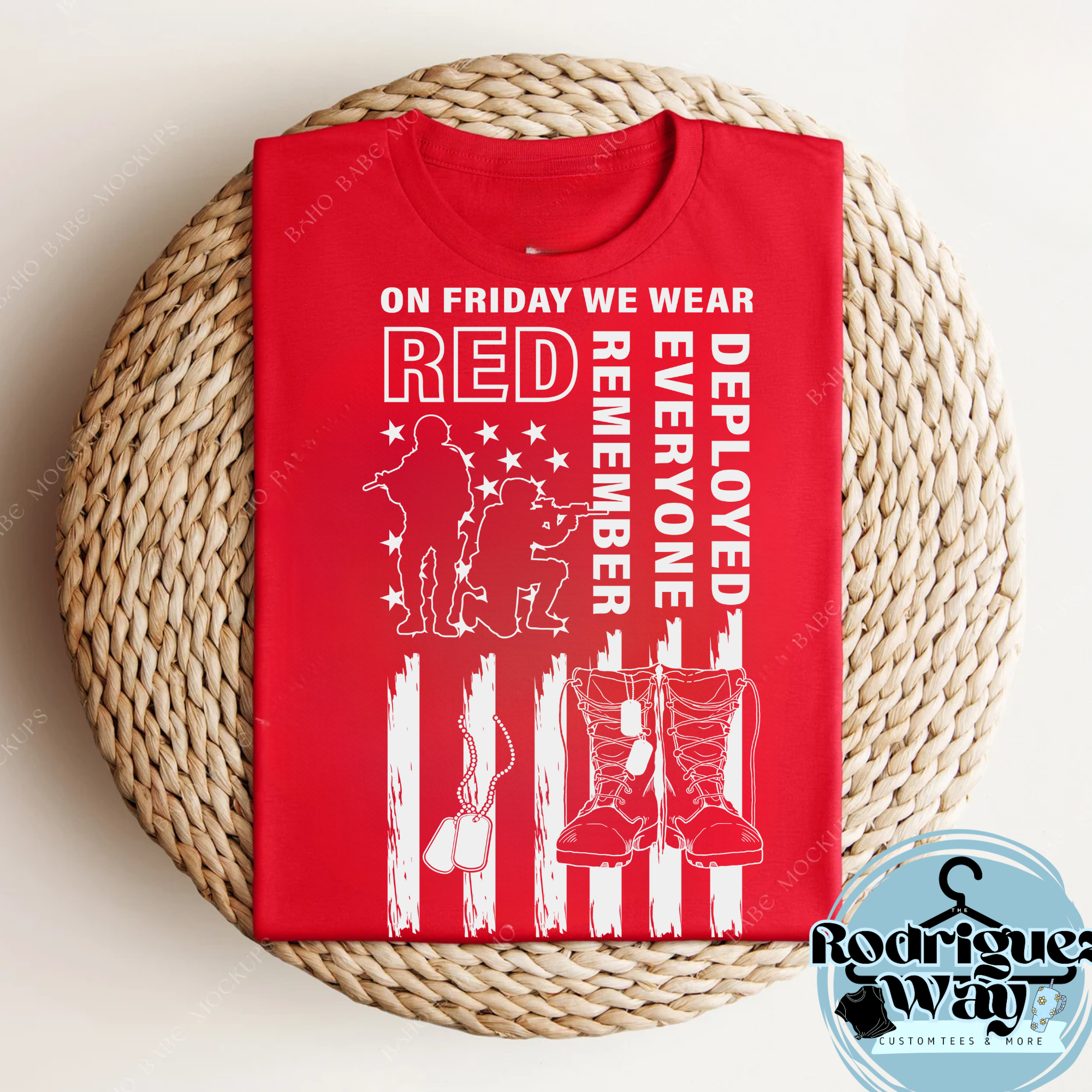 Red "Remember Everyone Deployed" Soldier Shirt
