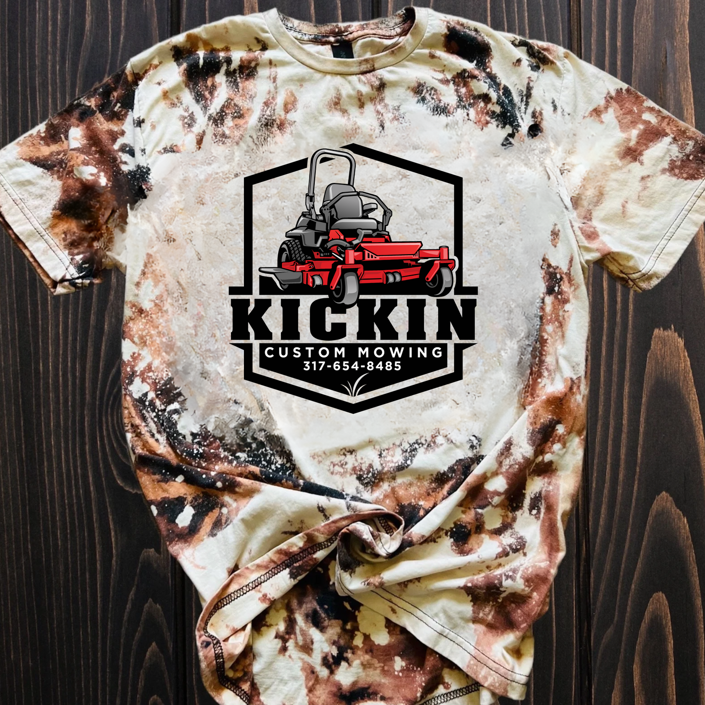 Kickin Custom Mowing Bleached Graphic Tees