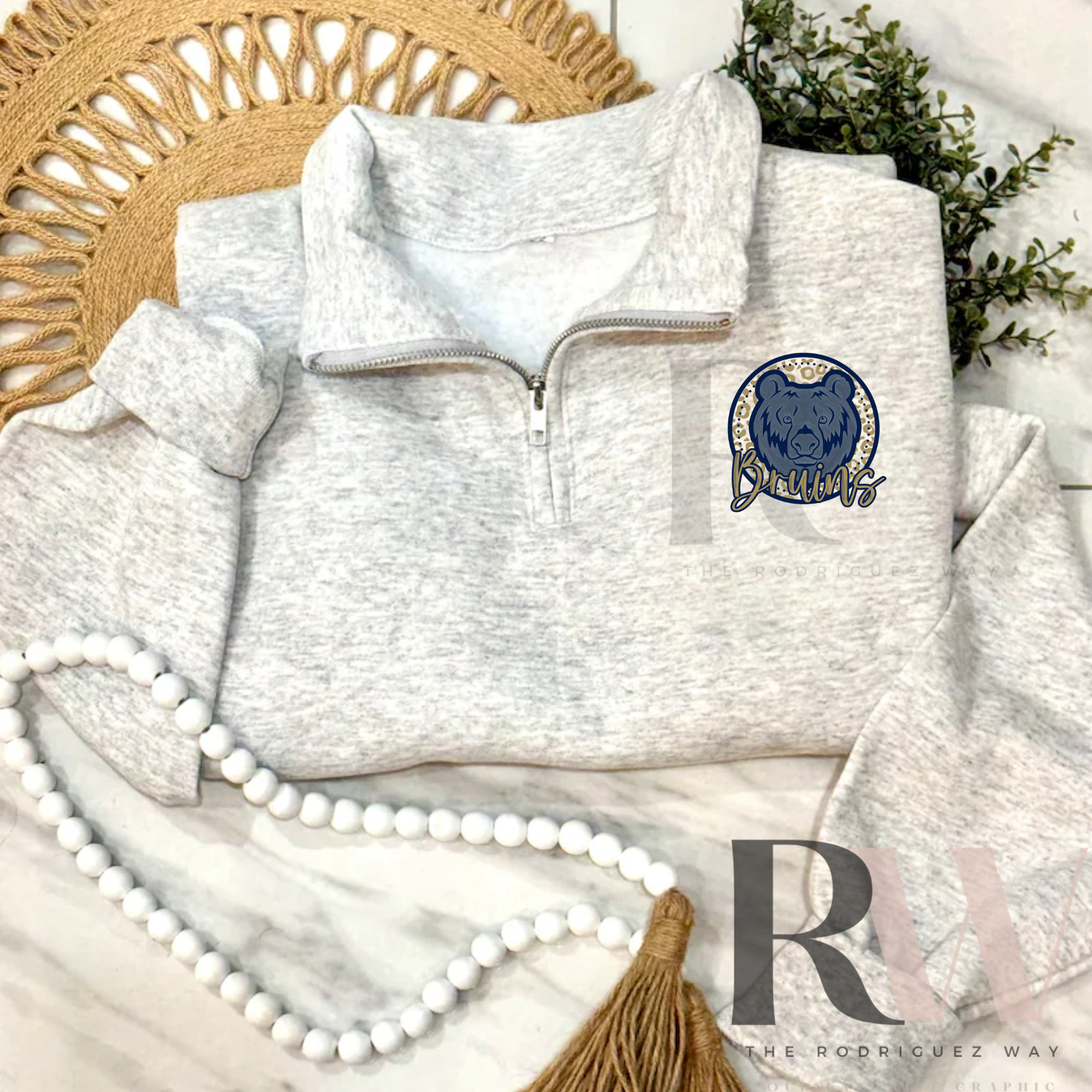 Bruins Quarter Zip Ash Grey