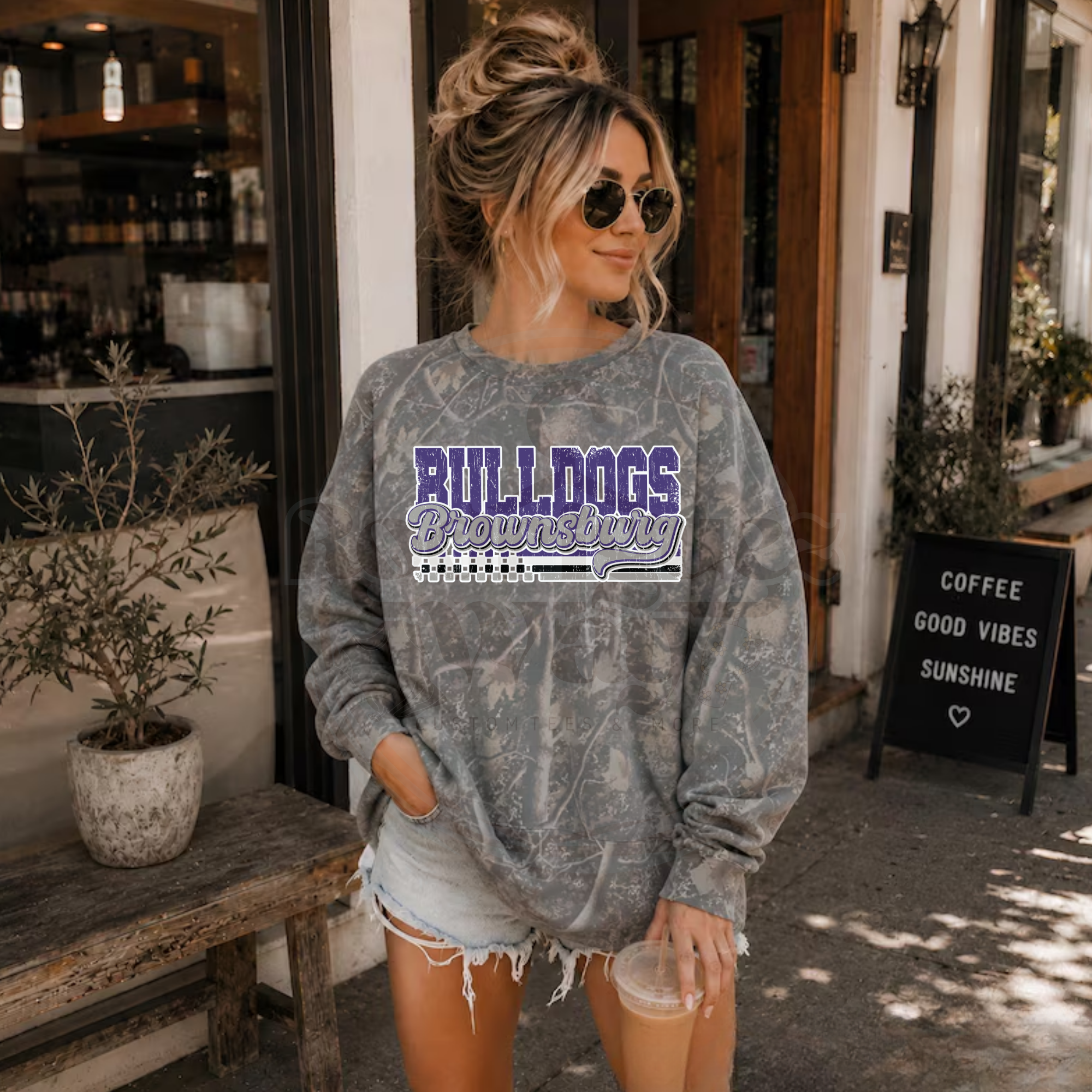 Brownsburg Bulldogs Camo Crewneck