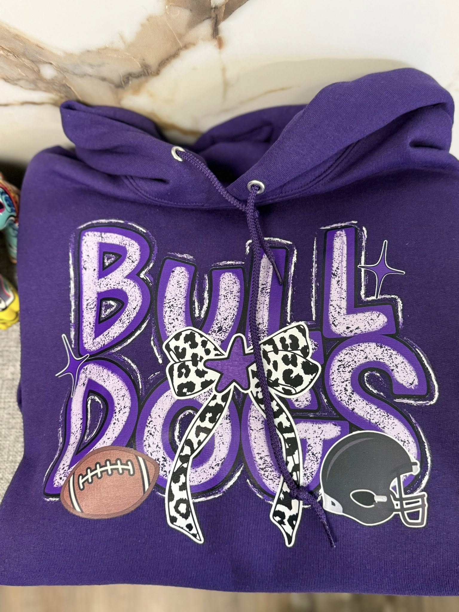 Bulldog football bow hoodie