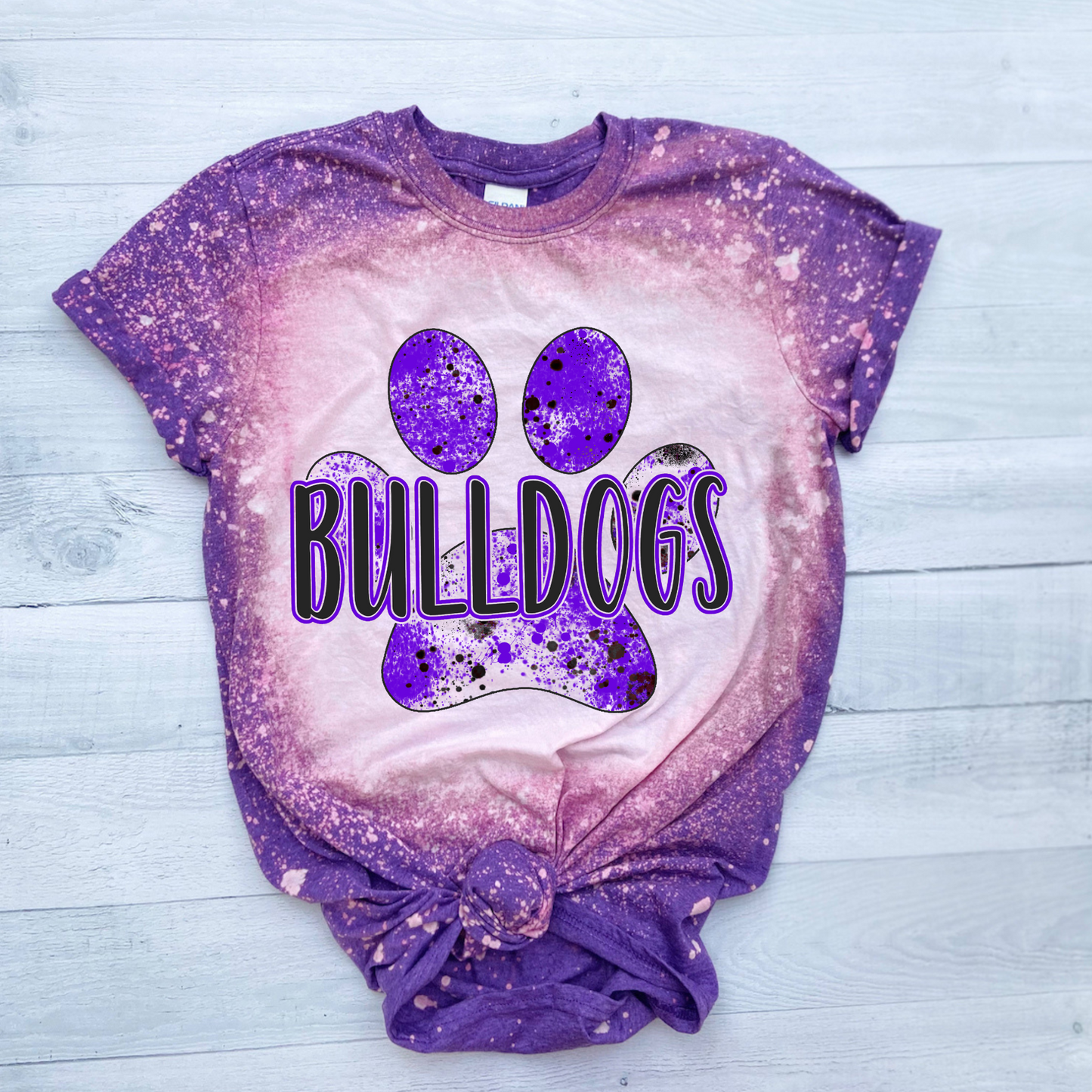 Bulldogs Paw Print Bleached Graphic Tshirt