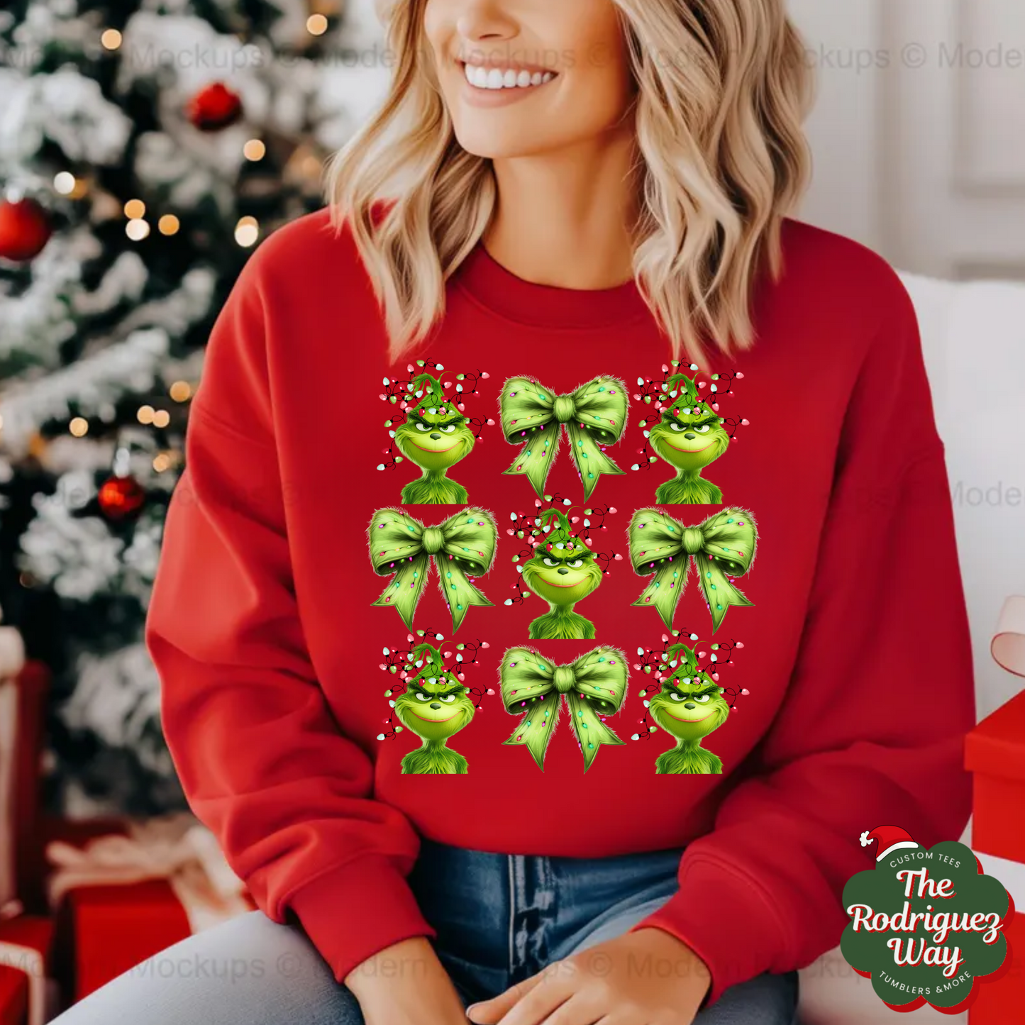 Grinch Coquette Bows Crewneck