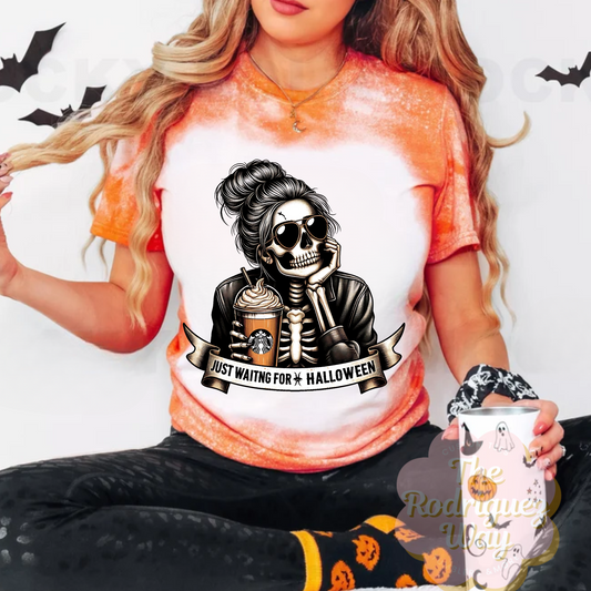 Just waiting for halloween bleached graphic tee