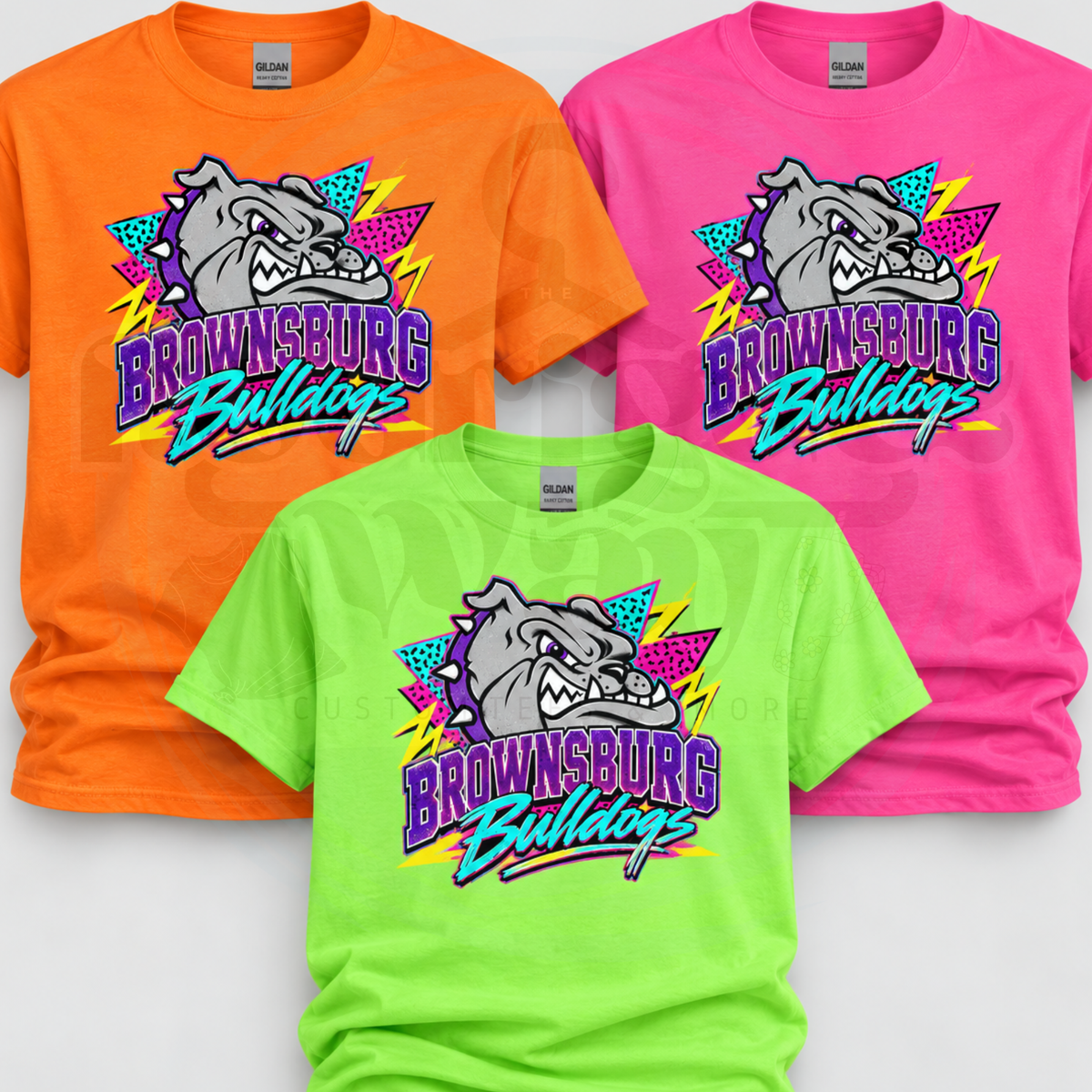 Brownsburg Bulldogs Neon Throwback Tee