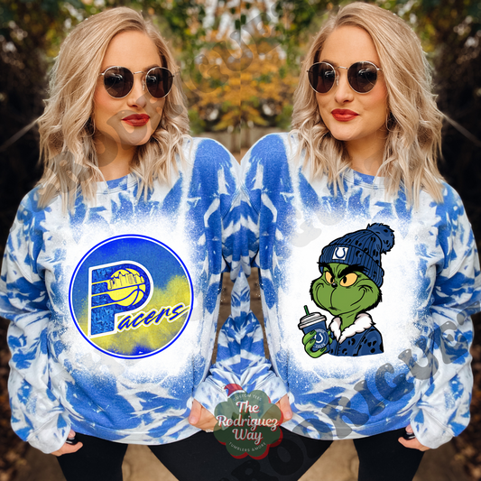 Colts or Pacers Bleached Graphic Crewneck