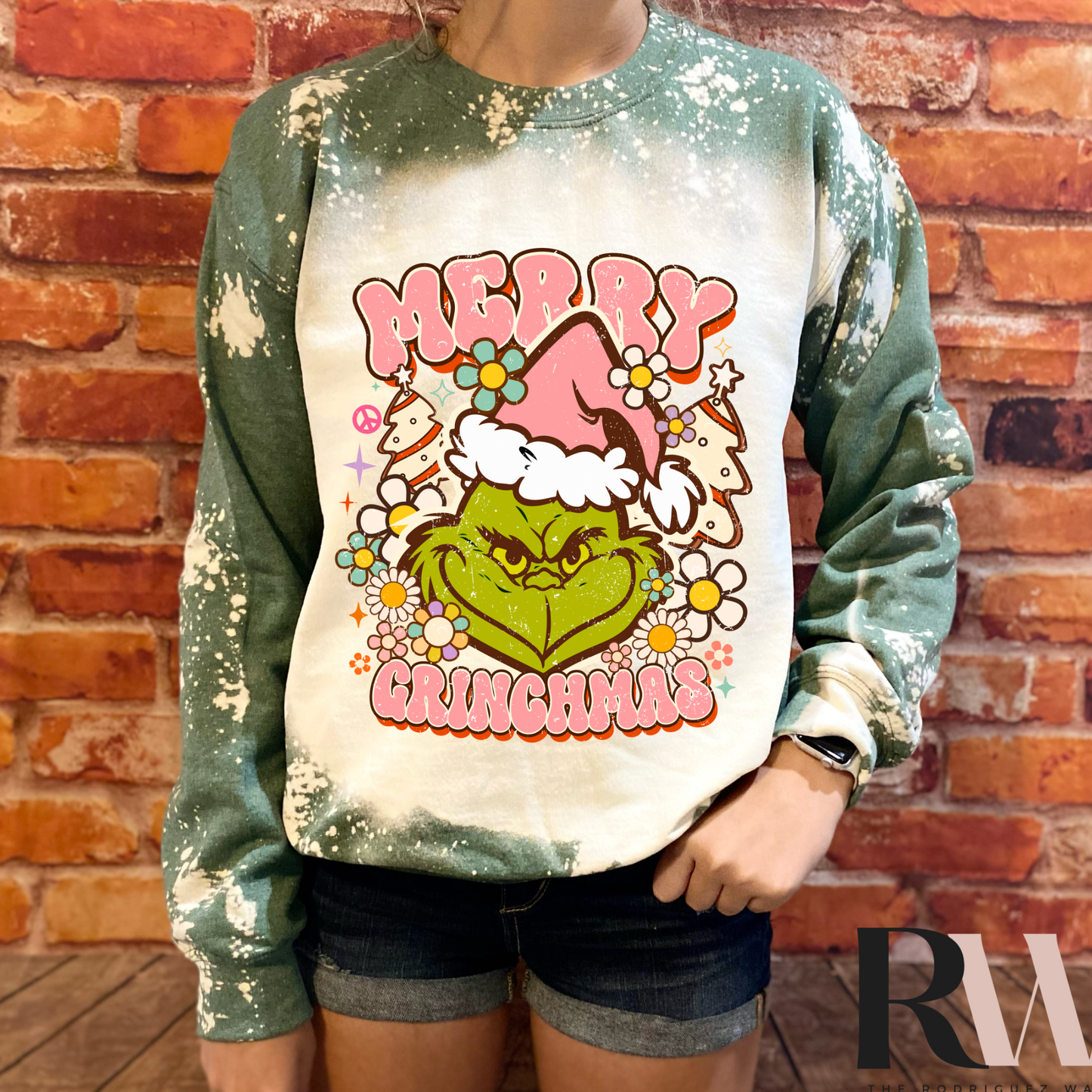 Merry Grinchmas Bleached Crewneck